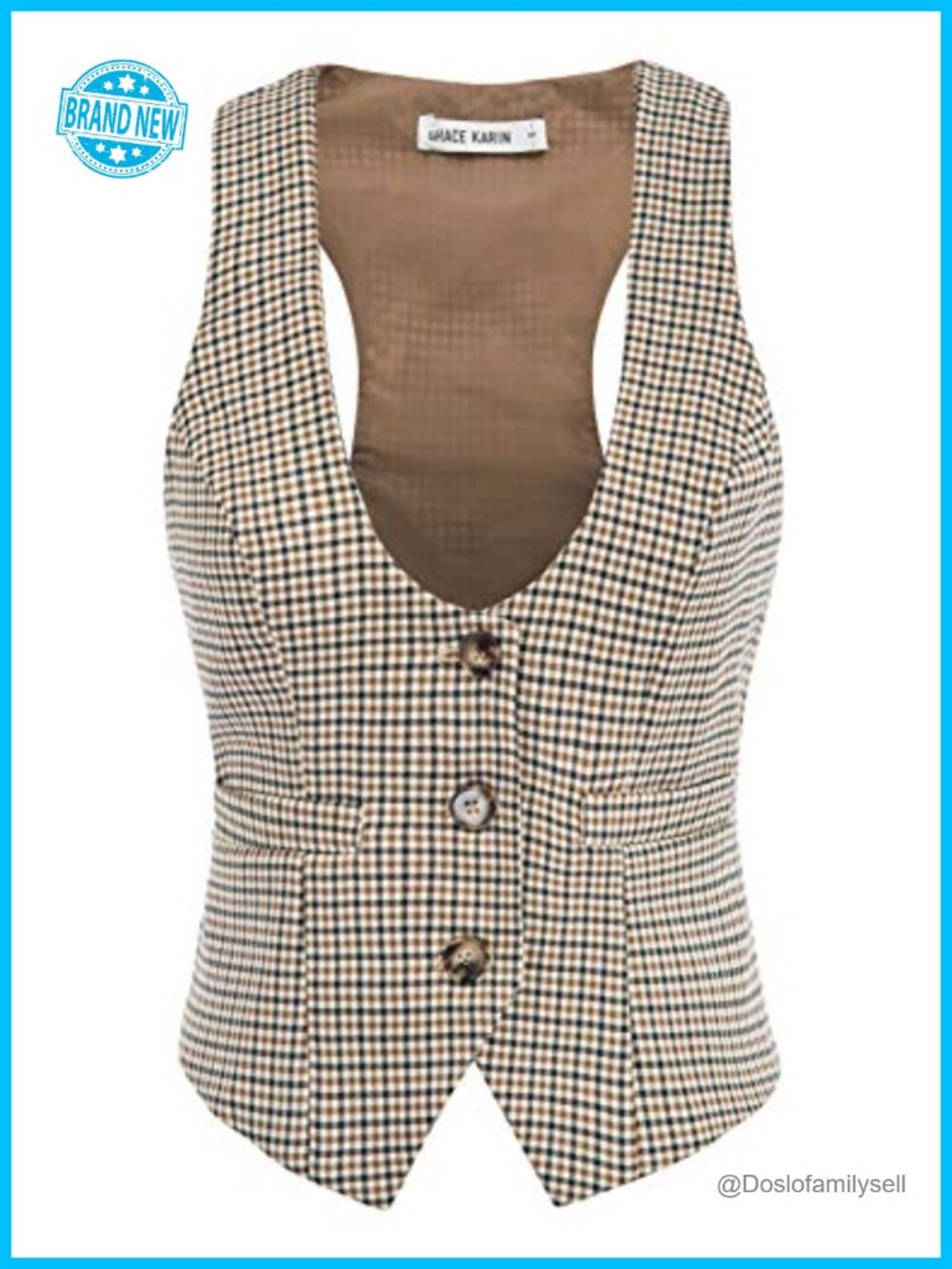 Women's Suit Vest Top Sleeveless Button Waistcoat Racerback Work Office